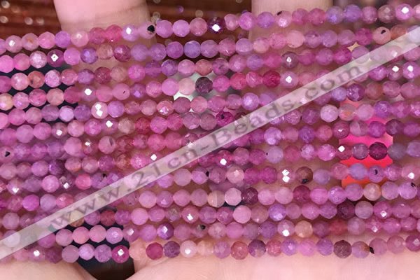 CTG1637 15.5 inches 3mm faceted round tiny ruby beads