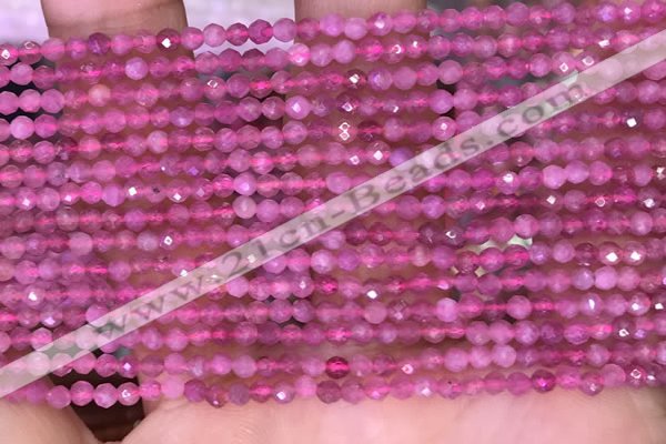 CTG1639 15.5 inches 2.5mm faceted round tiny pink tourmaline beads