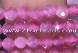 CTG1640 15.5 inches 3mm faceted round tiny pink tourmaline beads