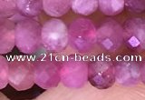 CTG1643 15.5 inches 3.5*5mm faceted rondelle tiny pink tourmaline beads