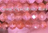 CTG1647 15.5 inches 3mm faceted round tiny strawberry quartz beads