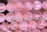 CTG1648 15.5 inches 4mm faceted round tiny strawberry quartz beads