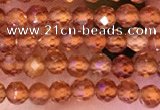 CTG1650 15.5 inches 3mm faceted round tiny orange garnet beads