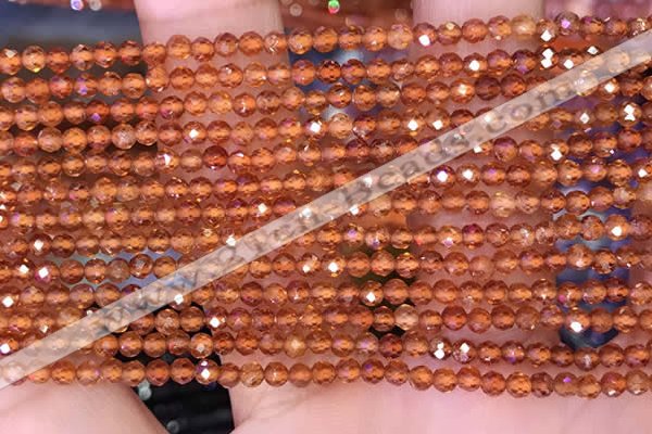 CTG1650 15.5 inches 3mm faceted round tiny orange garnet beads