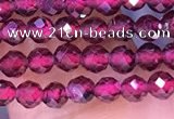 CTG1652 15.5 inches 3mm faceted round tiny red garnet beads