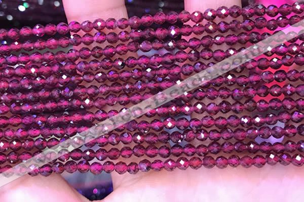 CTG1652 15.5 inches 3mm faceted round tiny red garnet beads