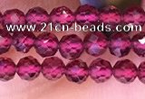 CTG1655 15.5 inches 3.5mm faceted round tiny red garnet beads