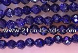 CTG1667 15.5 inches 3mm faceted round tiny blue goldstone beads