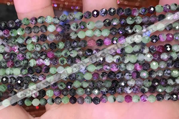 CTG1673 15.5 inches 3mm faceted round tiny ruby zoisite beads