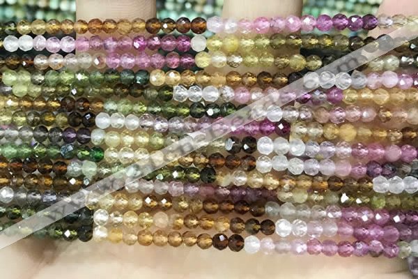 CTG1675 15.5 inches 3mm faceted round tourmaline gemstone beads