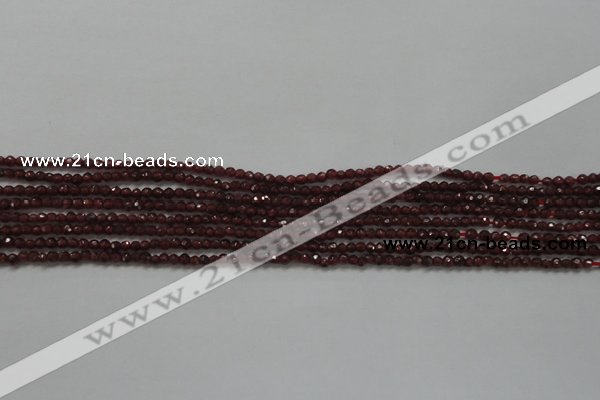 CTG201 15.5 inches 2.5mm faceted round tiny red garnet beads