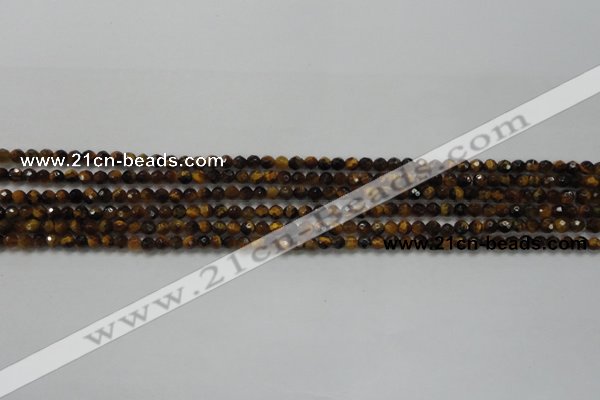 CTG207 15.5 inches 3mm faceted round tiny yellow tiger eye beads