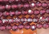 CTG2109 15 inches 2mm faceted round tiny red garnet beads