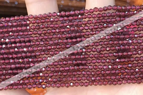 CTG2109 15 inches 2mm faceted round tiny red garnet beads