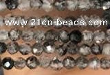 CTG2132 15 inches 2mm,3mm faceted round black rutilated quartz beads