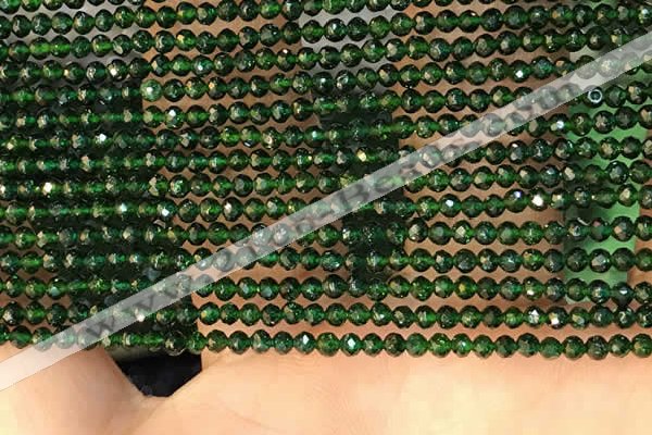 CTG2134 15 inches 2mm,3mm faceted round green goldstone beads