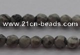 CTG215 15.5 inches 3mm faceted round tiny grey picture jasper beads