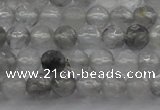 CTG220 15.5 inches 3mm faceted round tiny cloudy quartz beads