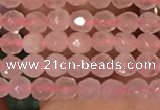 CTG2202 15 inches 2mm,3mm & 4mm faceted round rose quartz beads