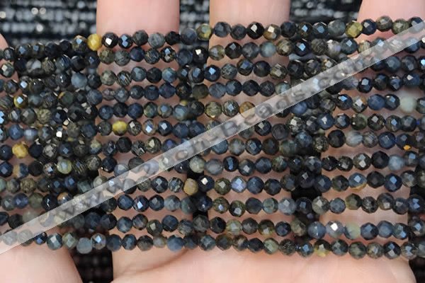 CTG2211 15 inches 2mm,3mm faceted round blue tiger eye beads