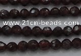 CTG222 15.5 inches 3mm faceted round tiny red garnet beads