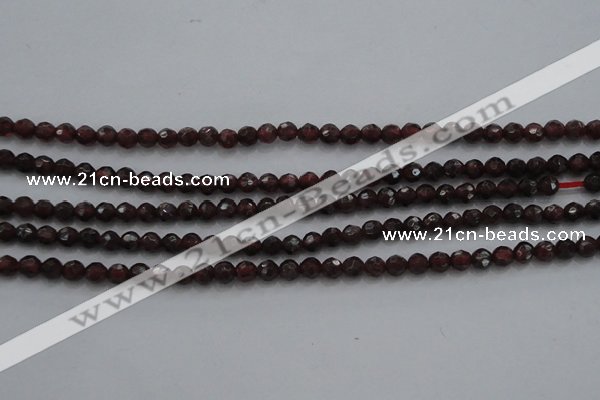 CTG222 15.5 inches 3mm faceted round tiny red garnet beads