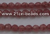 CTG223 15.5 inches 3mm faceted round tiny strawberry quartz beads