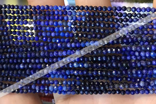 CTG2241 15 inches 2mm faceted round natural lapis lazuli beads