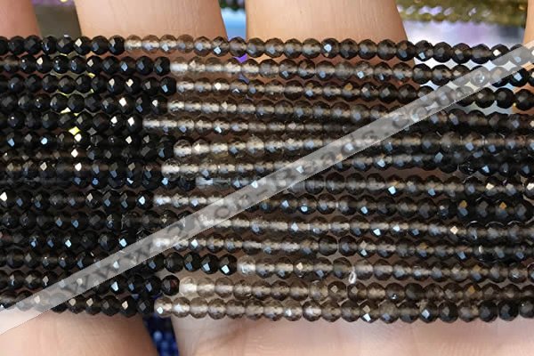 CTG2242 15 inches 2mm faceted round natural smoky quartz beads