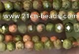 CTG2252 15 inches 2mm faceted round unakite gemstone beads