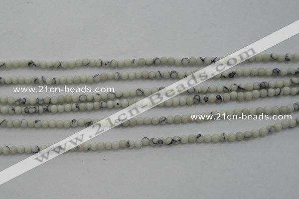 CTG250 15.5 inches 2mm round tiny white howlite turquoise beads