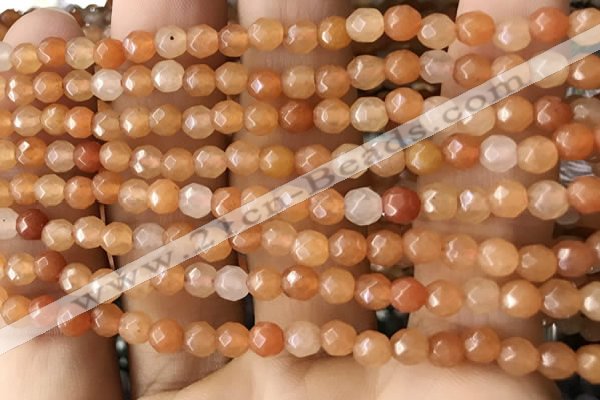 CTG2520 15.5 inches 4mm faceted round red aventurine beads