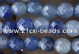 CTG2522 15.5 inches 4mm faceted round blue aventurine beads