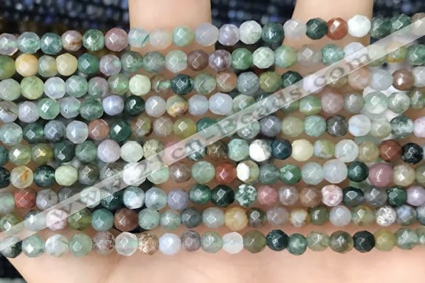 CTG2533 15.5 inches 4mm faceted round Indian agate beads