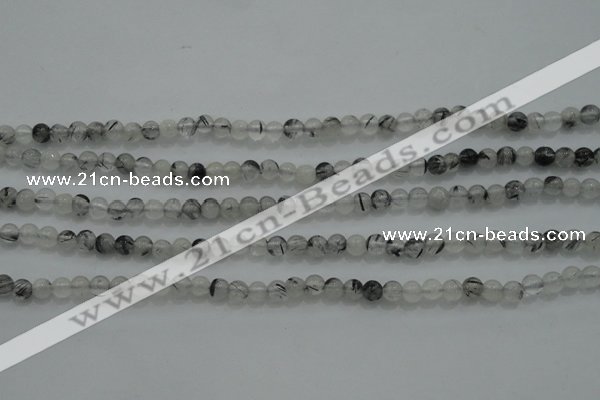 CTG254 15.5 inches 3mm round tiny black rutilated quartz beads