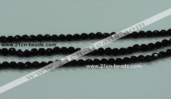 CTG30 15.5 inches 3mm faceted round black agate beads wholesale