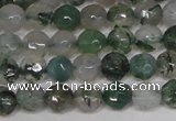 CTG301 15.5 inches 3mm faceted round ting moss agate beads