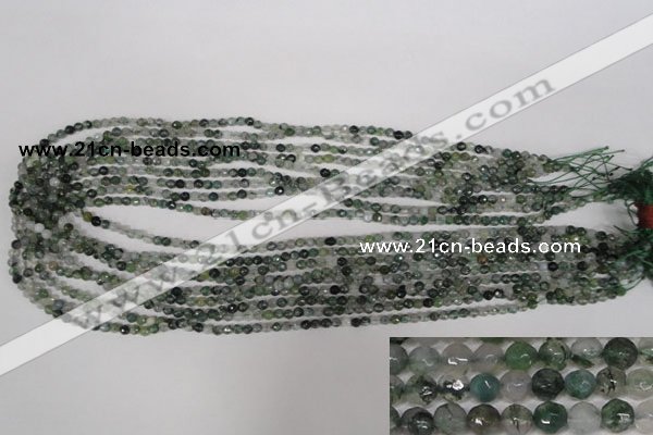 CTG301 15.5 inches 3mm faceted round ting moss agate beads