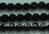 CTG32 15.5 inches 6mm faceted round black agate beads wholesale