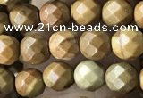 CTG3548 15.5 inches 4mm faceted round wooden jasper beads