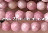 CTG3553 15.5 inches 4mm faceted round pink wooden jasper beads