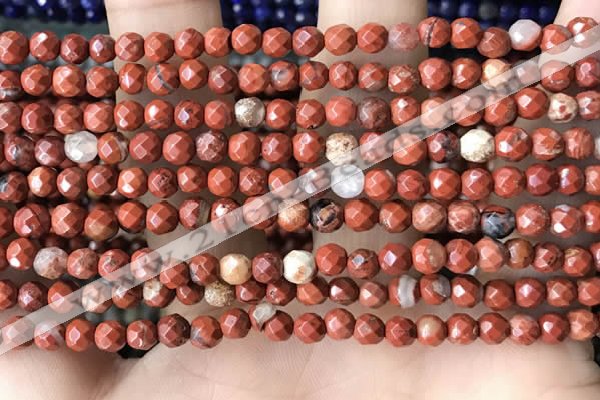 CTG3554 15.5 inches 4mm faceted round red jasper beads