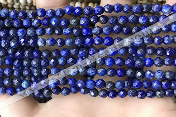 CTG3575 15.5 inches 4mm faceted round lapis lazuli beads