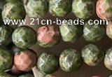 CTG3579 15.5 inches 4mm faceted round unakite beads wholesale