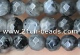 CTG3586 15.5 inches 4mm faceted round black labradorite beads