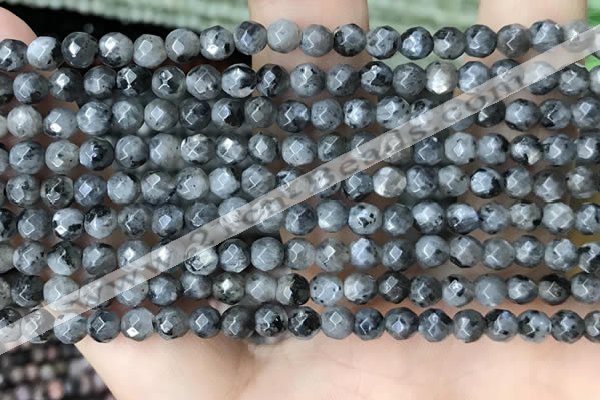 CTG3586 15.5 inches 4mm faceted round black labradorite beads