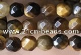 CTG3588 15.5 inches 4mm faceted round yellow tiger eye beads