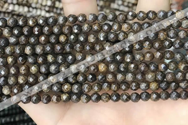 CTG3594 15.5 inches 4mm faceted round bronzite beads wholesale