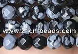 CTG3595 15.5 inches 4mm faceted round snowflake obsidian beads