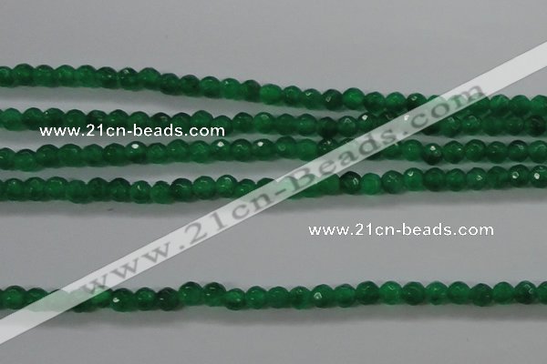 CTG422 15.5 inches 3mm faceted round tiny dyed candy jade beads